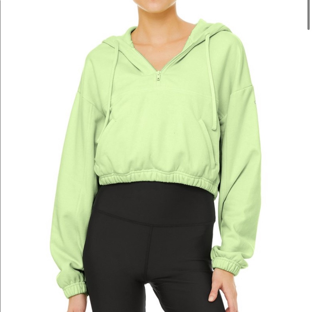 NWT Alo Stadium Half Zip Hoodie neon lime